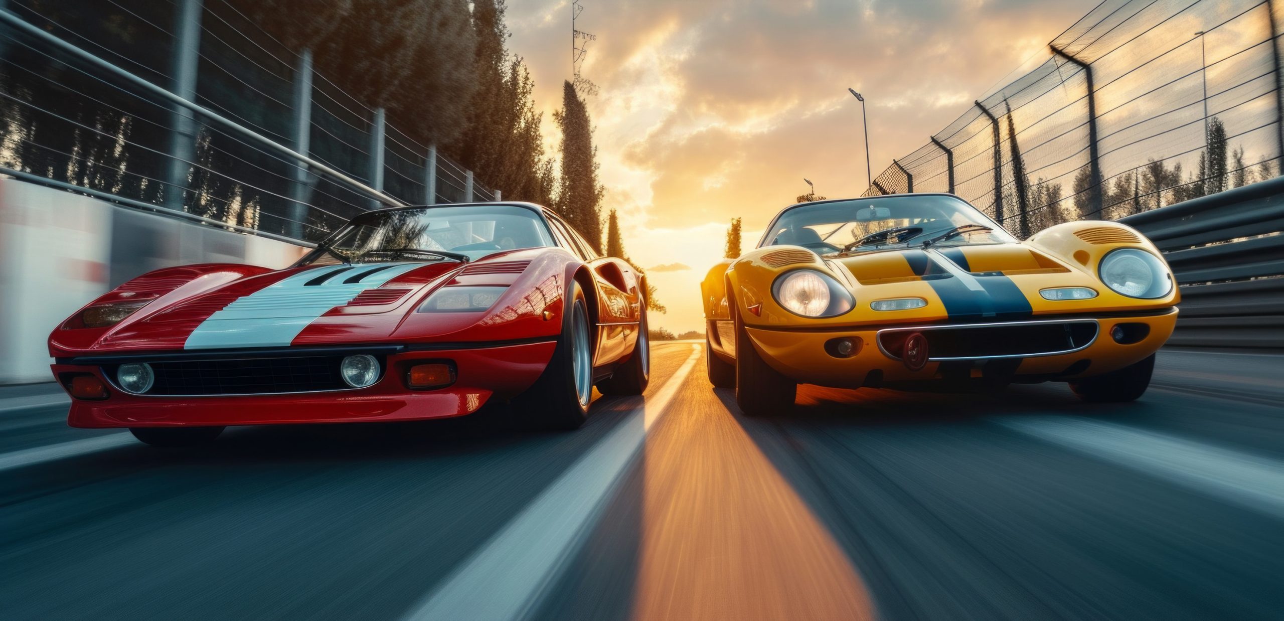 1970s-era sports car at dusk after a movie night drive near Littlestown, Pennsylvania