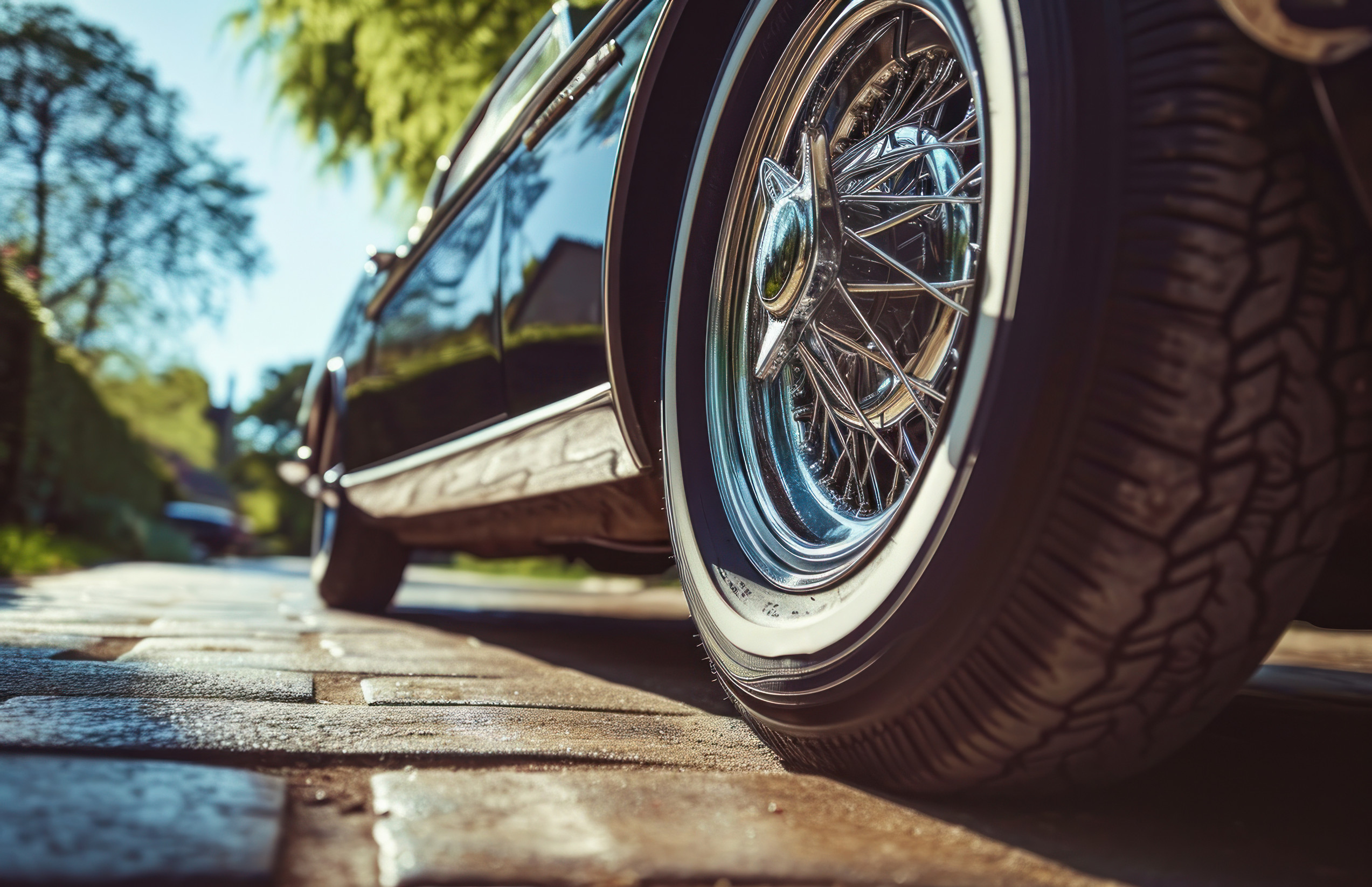 1970s supercar wheel with Michelin XWX tire close-up