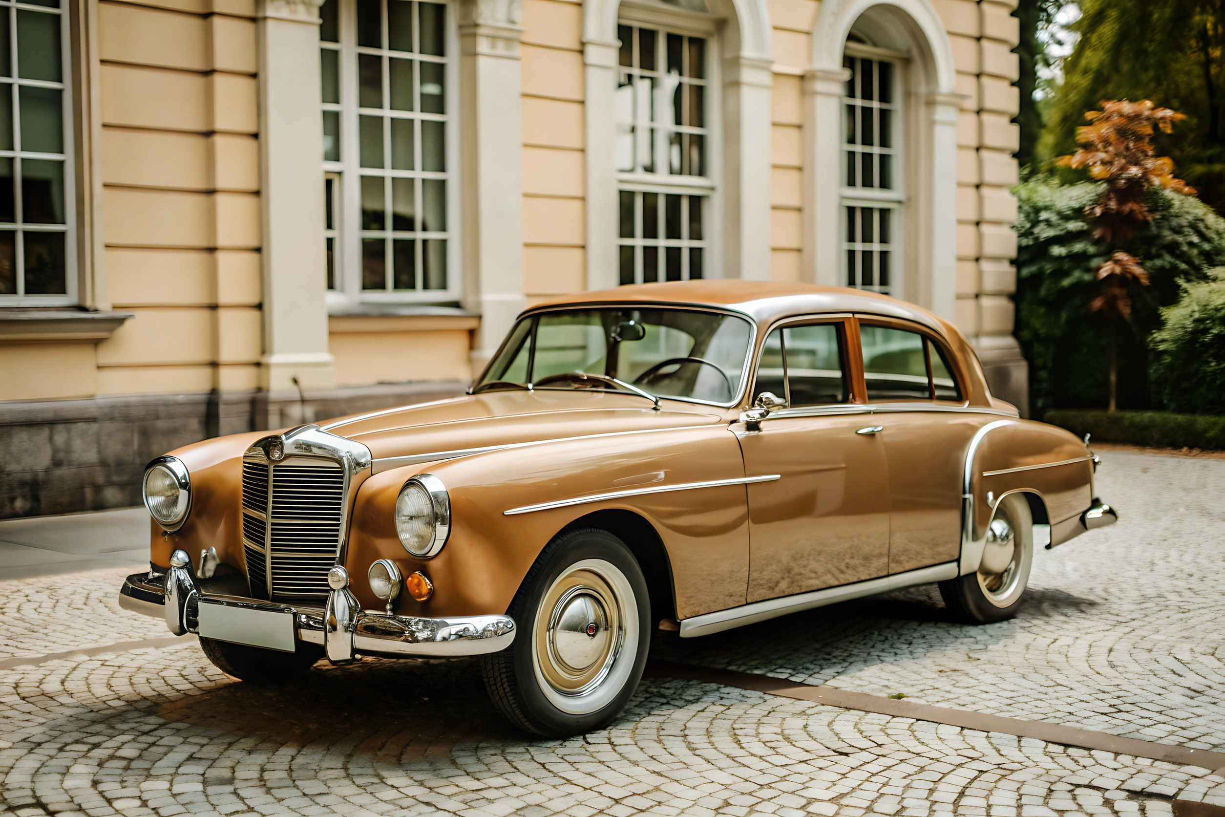 Vintage luxury sedan with Michelin XVS tires parked in Pennsylvania